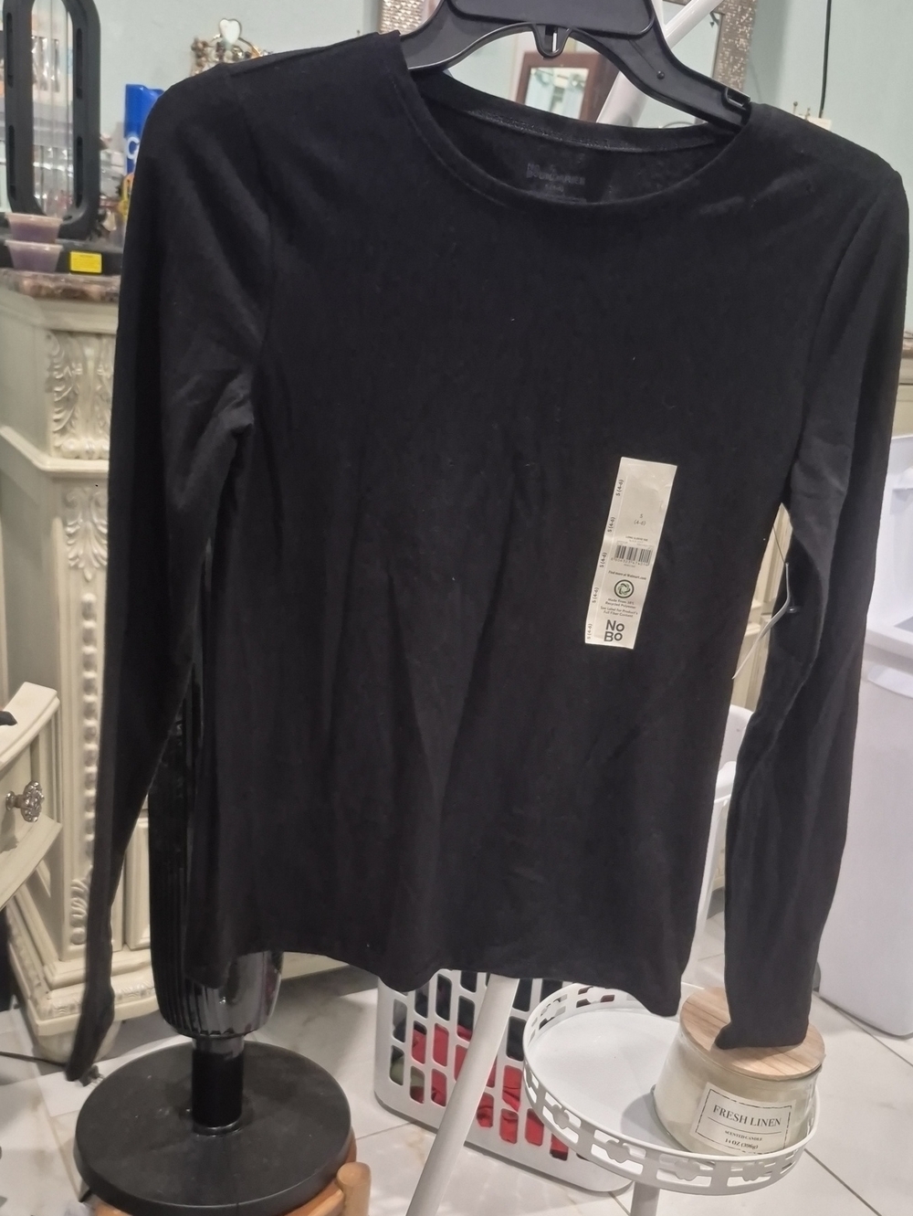 NOBO Black Long-Sleeve Crew Neck Top